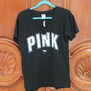 NWT Pink VS T-Shirt Black V Neck Size XS